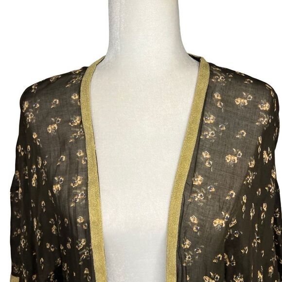 Natural Life Lightweight Kimono. Short Sleeves. Brown and Gold. One Size. NEW!! - Picture 2 of 10